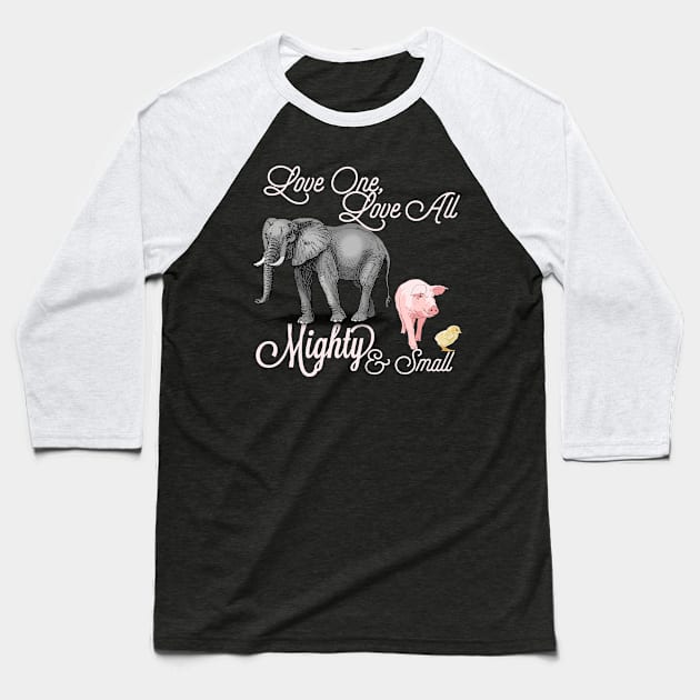 Love One, Love All: Mighty And Small Baseball T-Shirt by LioheartedLotus